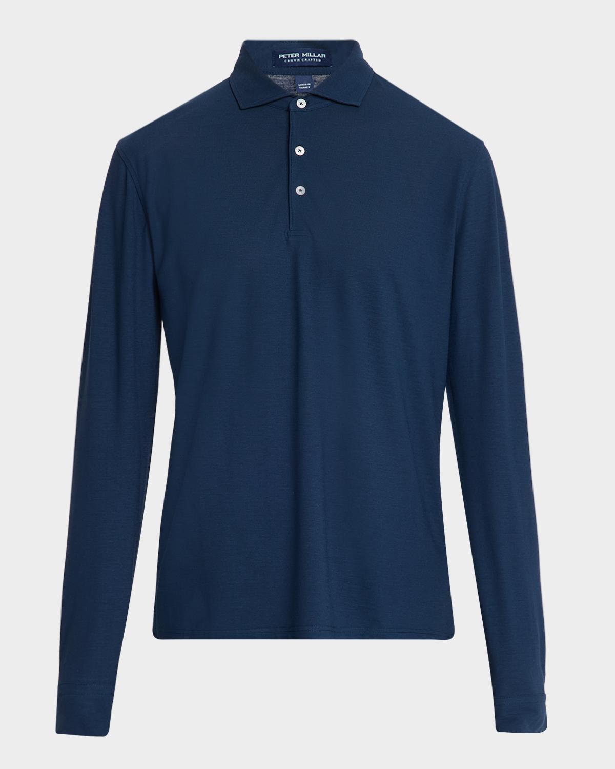 Peter Millar Men's Crown Crafted Cool Cotton Long-Sleeve Polo Shirt