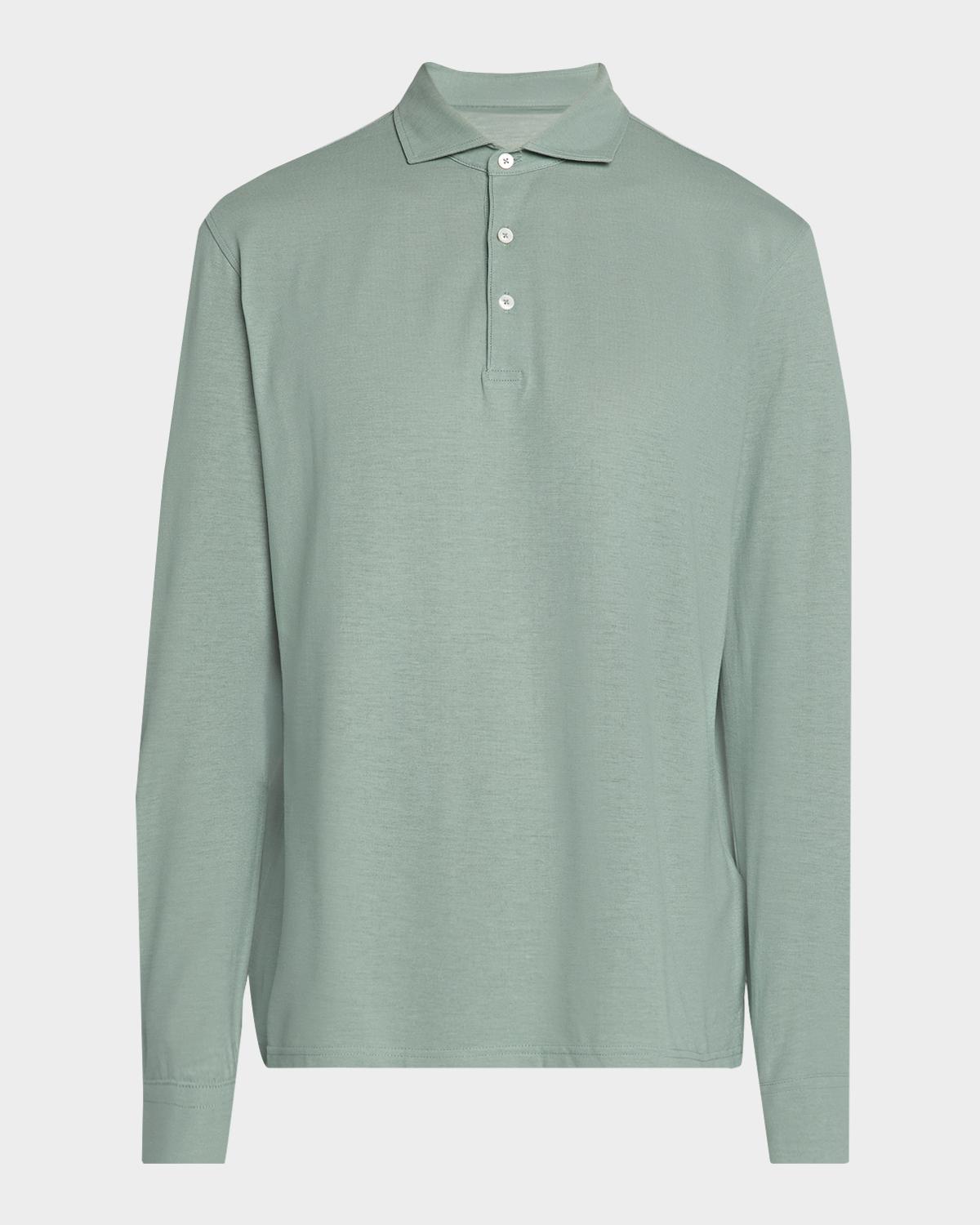 Peter Millar Men's Crown Crafted Cool Cotton Long-Sleeve Polo Shirt