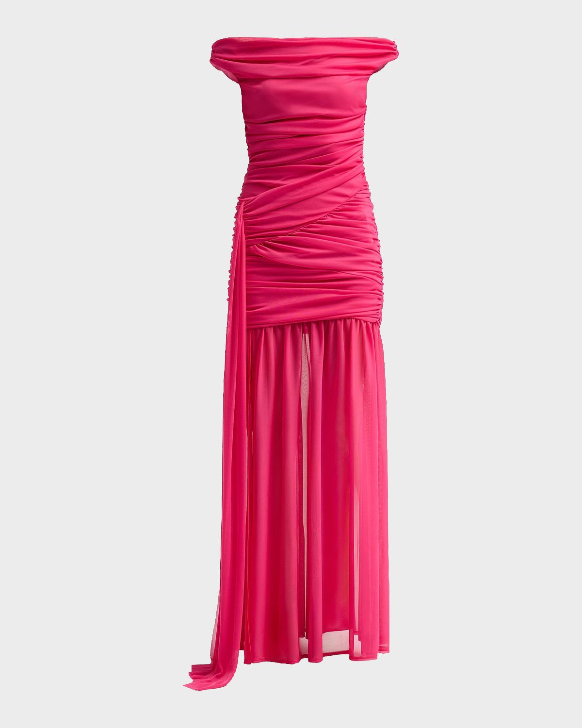 Black Halo Amara Ruched Off-The-Shoulder Gown
