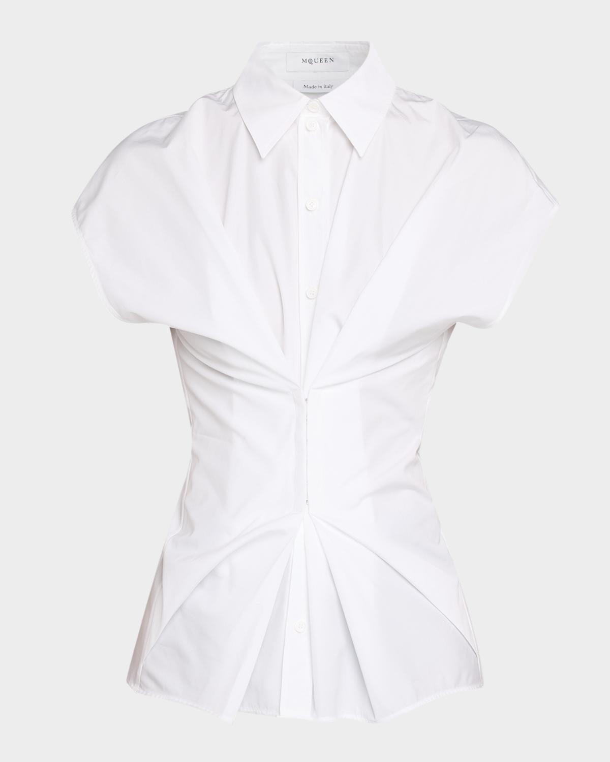 McQueen Responsible Cotton Gathered-Waist Button-Down Shirt