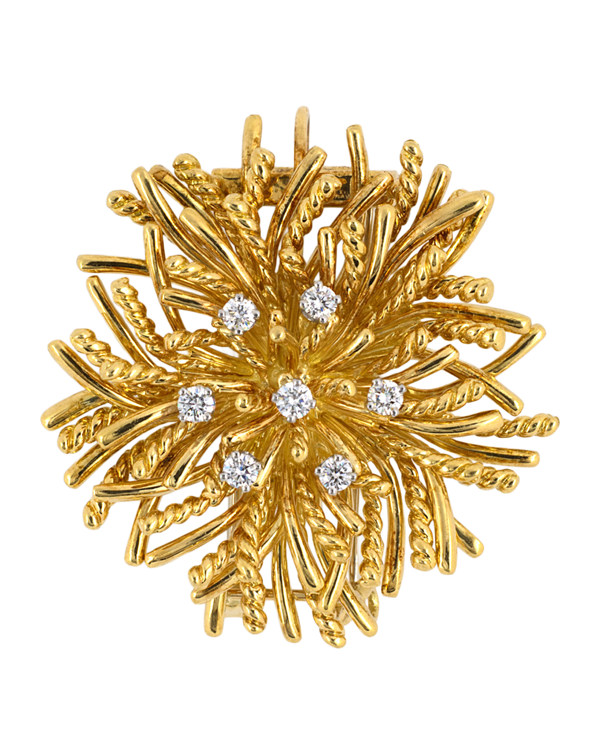 NM Estate Estate Tiffany & Co. 18K Yellow Gold Diamond Spray Thistle Pin Pendant | Thumbnail 2