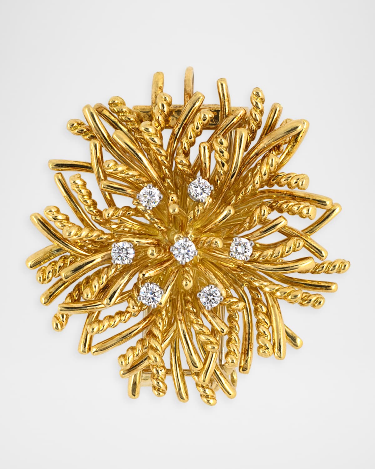 NM Estate Estate Tiffany & Co. 18K Yellow Gold Diamond Spray Thistle Pin Pendant