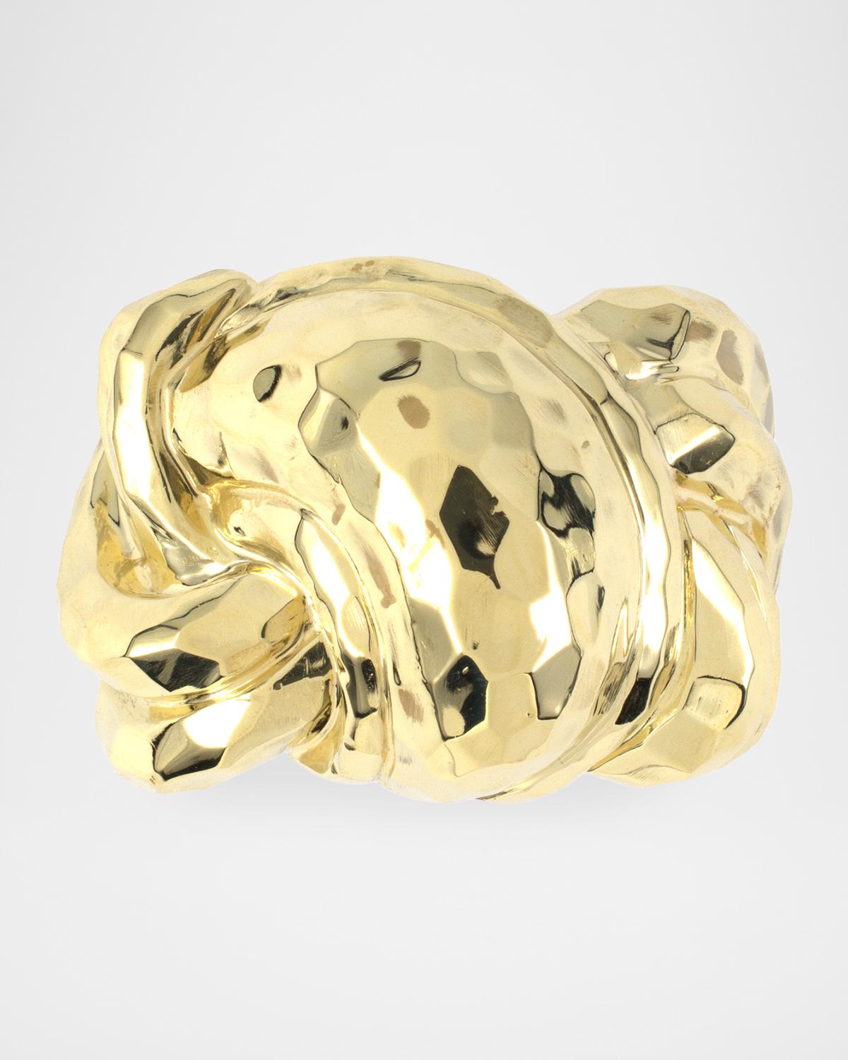 Estate Dunay 18K Yellow Gold Swirl Faceted Ring, Size 6.5