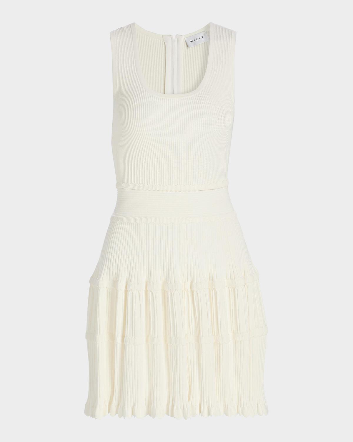 Milly Suri Scallop-Trim Fit & Flare Mini Dress
