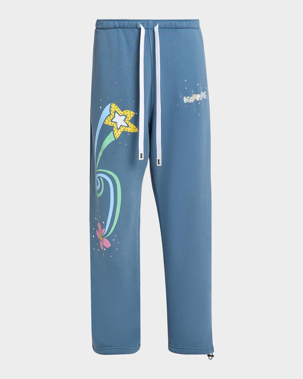 NAHMIAS Men's Daydreaming Flower Trip Wide-Leg Sweatpants
