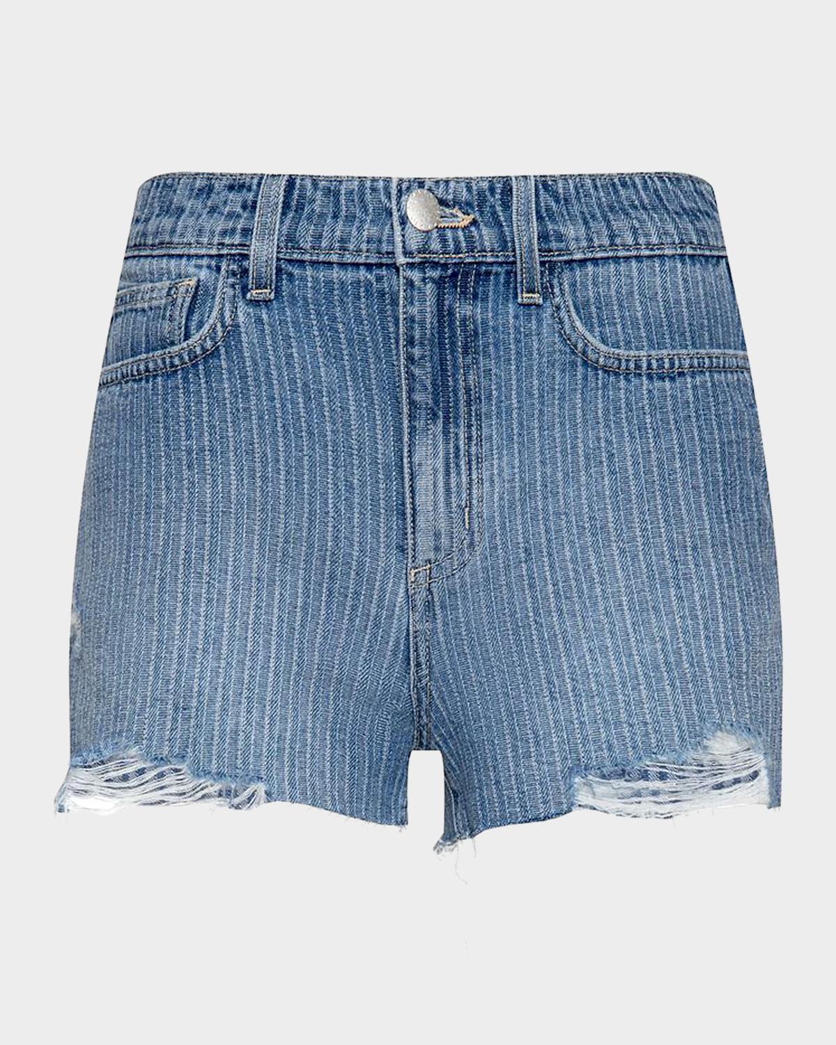 L 'AGENCE Clark Raw Denim Shorts