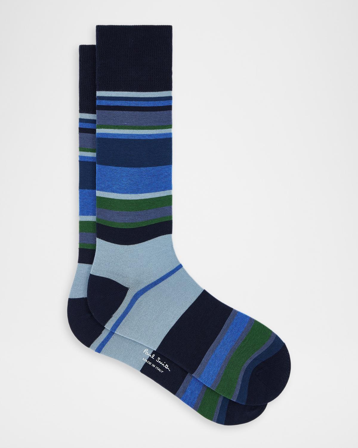 Paul Smith Men's Ozzy Multi-Stripe Crew Socks