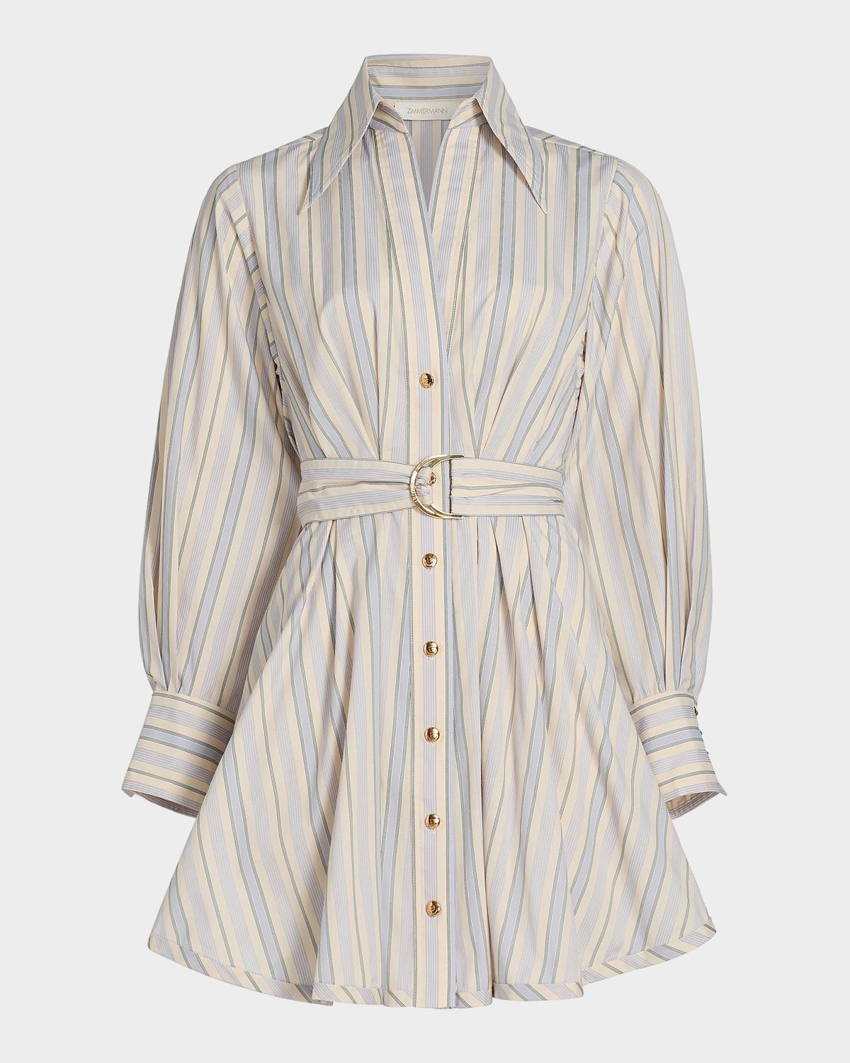 Zimmermann Striped Belted Mini Shirtdress