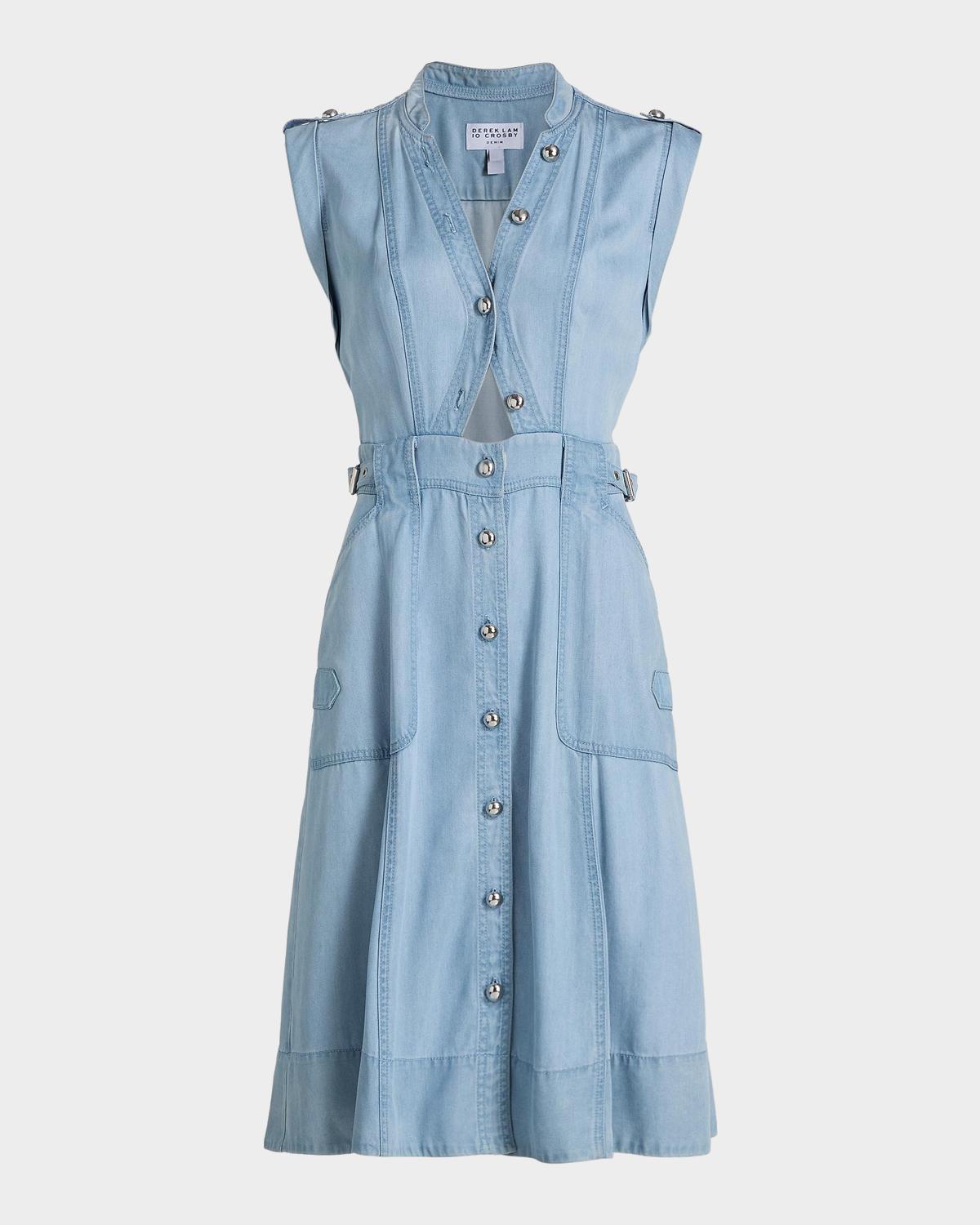 Derek Lam 10 Crosby Penelope Denim Button-Front Midi Dress