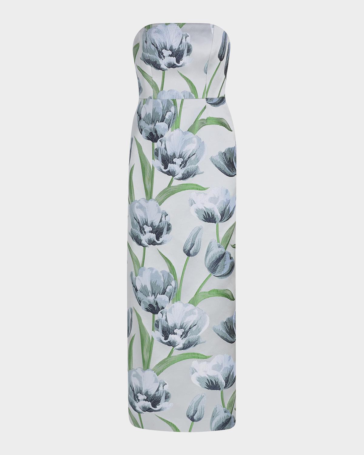 Milly Orion Tulip Jacquard Strapless Gown