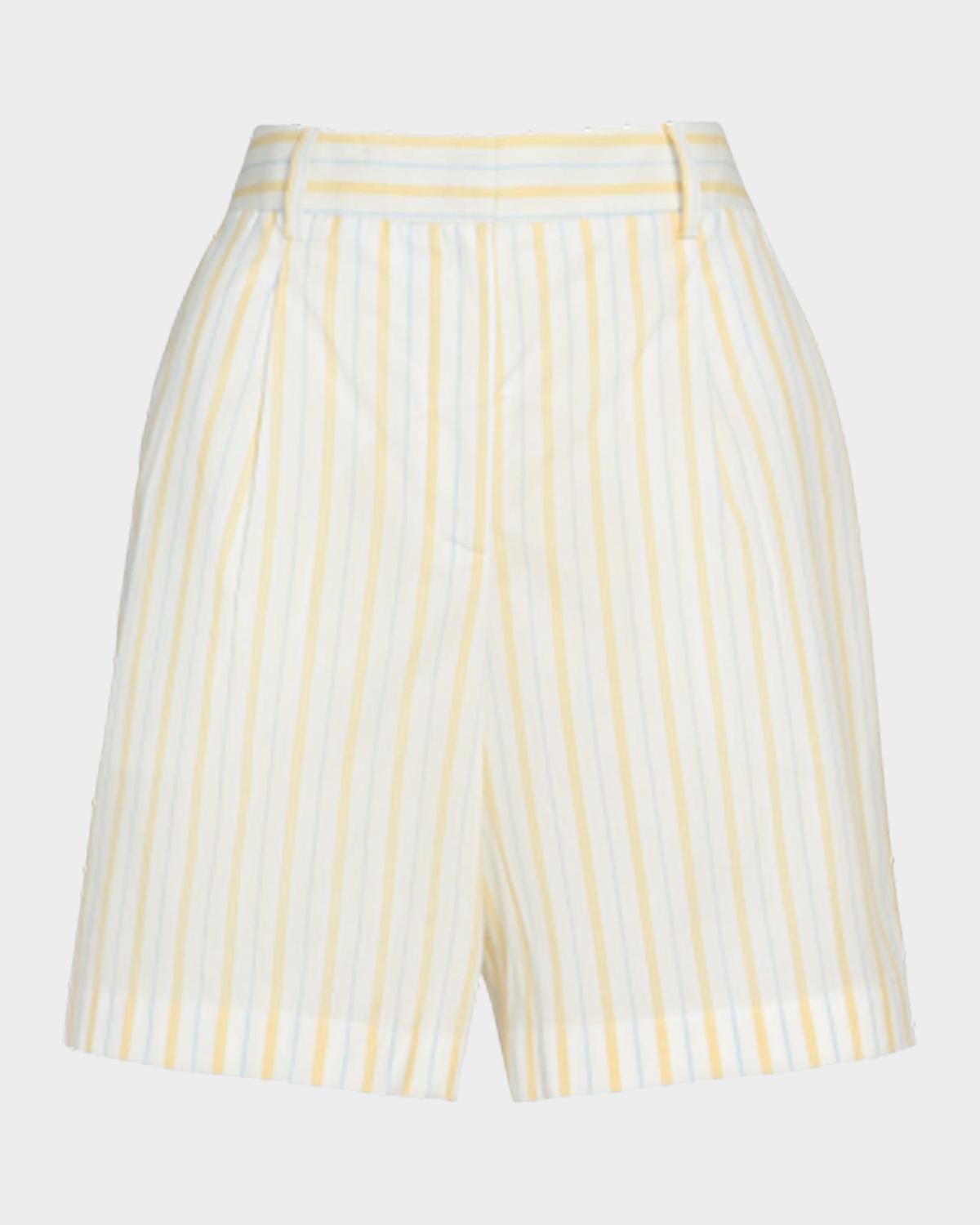 TWP Henry St. Striped Cotton Wide-Leg Shorts
