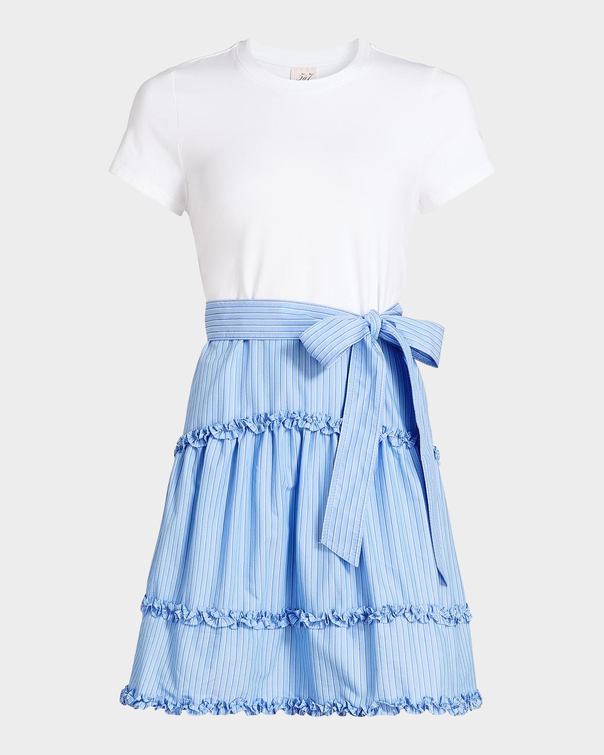 Likely Jessie Mixed-Media Belted Cotton-Blend Mini Dress