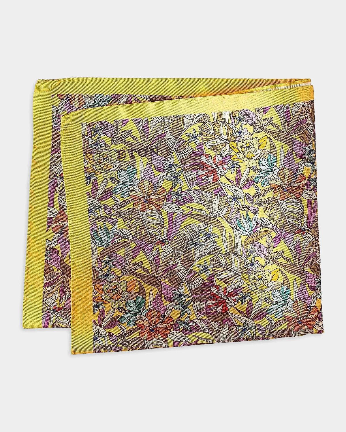 Eton Men's Tropical Floral Silk Pocket Square