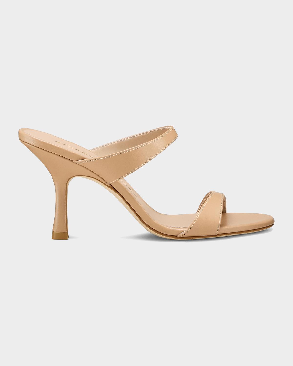 Stuart Weitzman 85mm Nudist Leather Dual-Strap Sandals