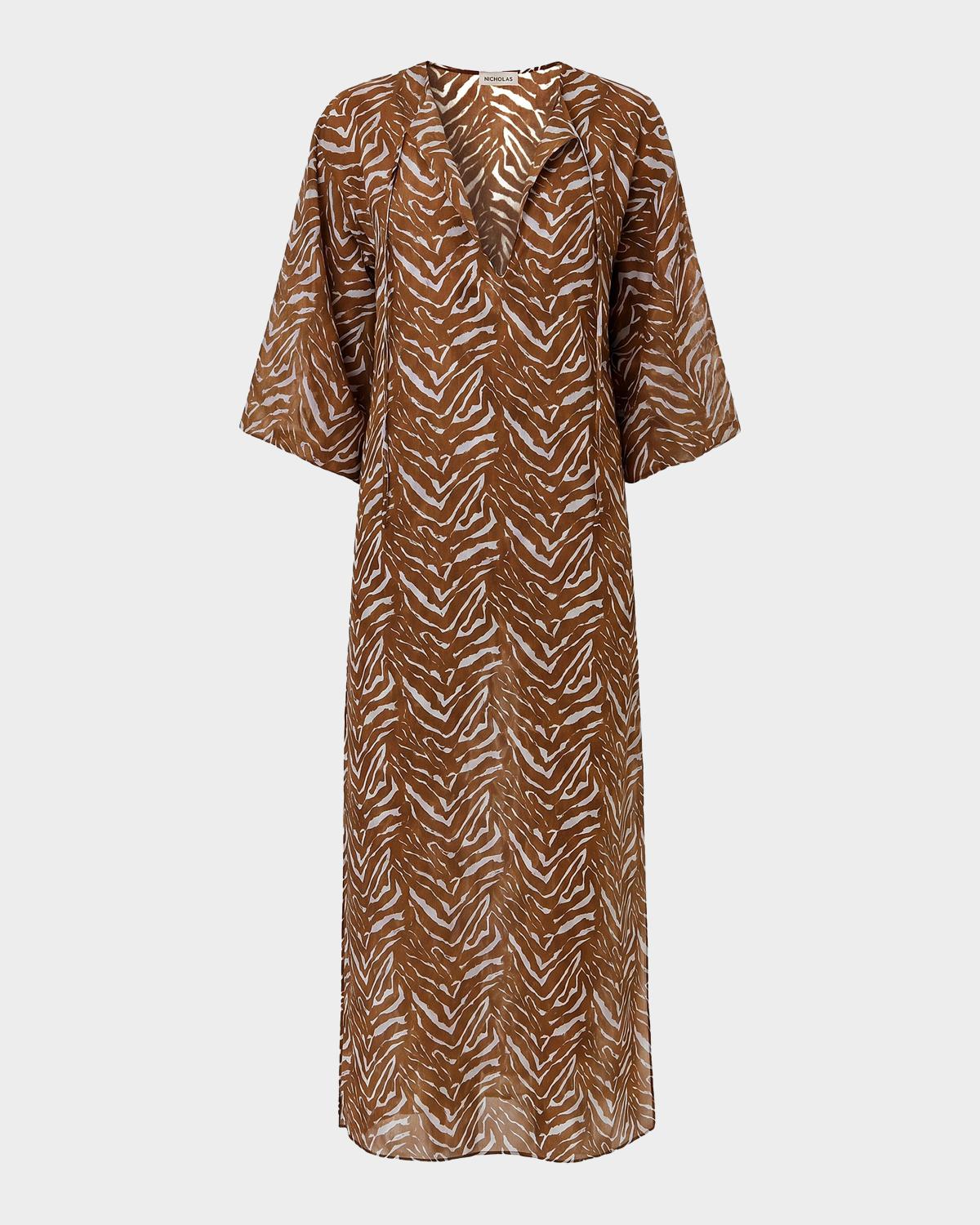n/nicholas Jovana Cotton Silk Caftan Maxi Dress