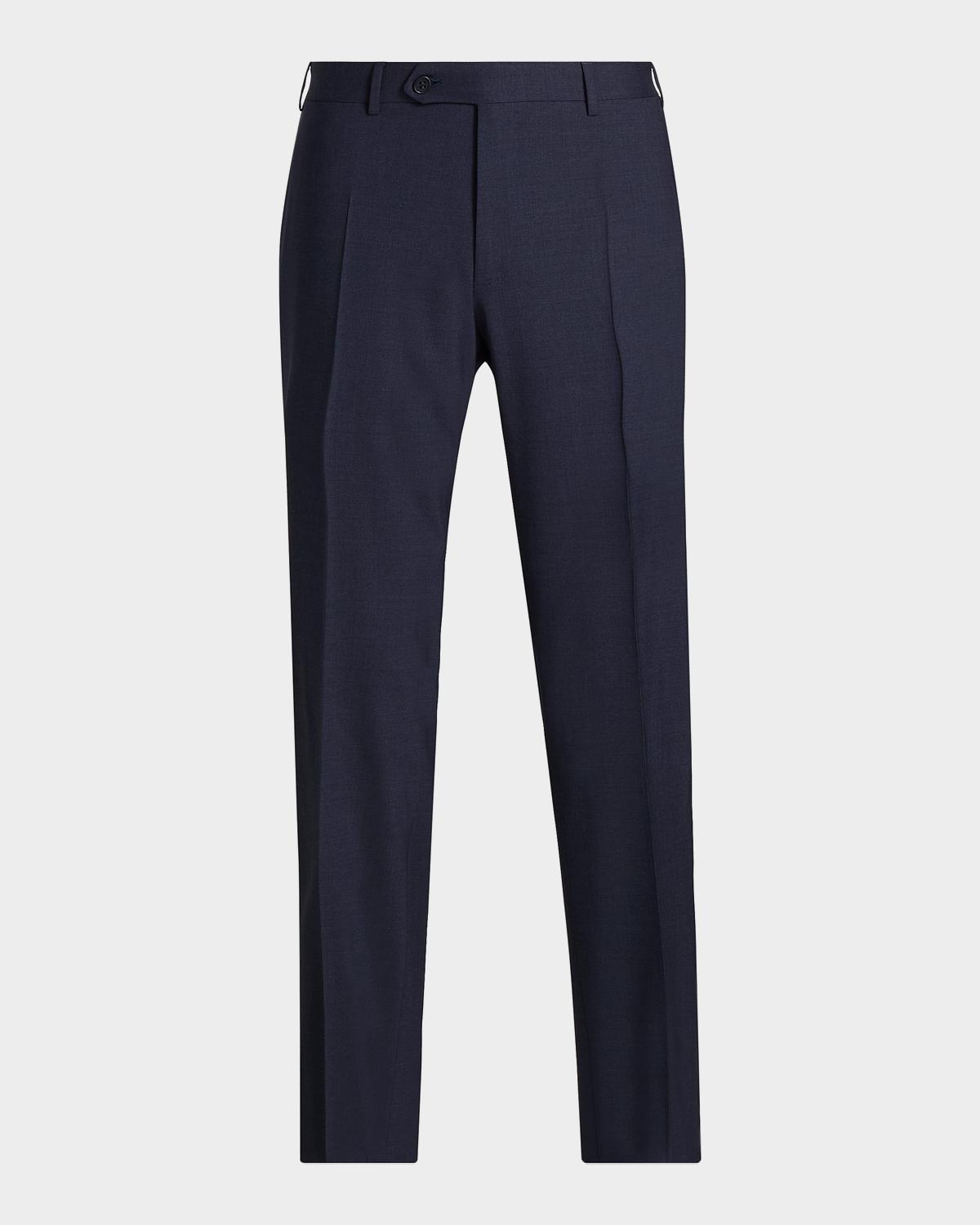 Canali Men's Wool Stretch Straight-Leg Trousers