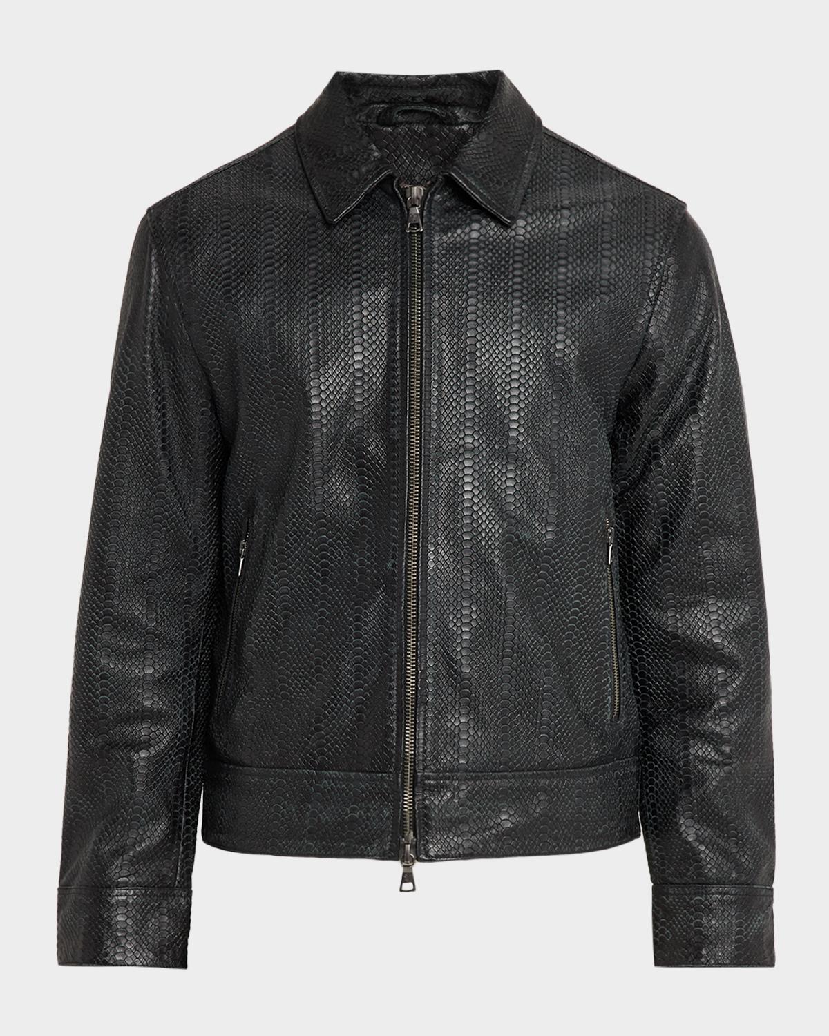John Varvatos Men's Benjamin Snakeskin-Embossed Leather Jacket