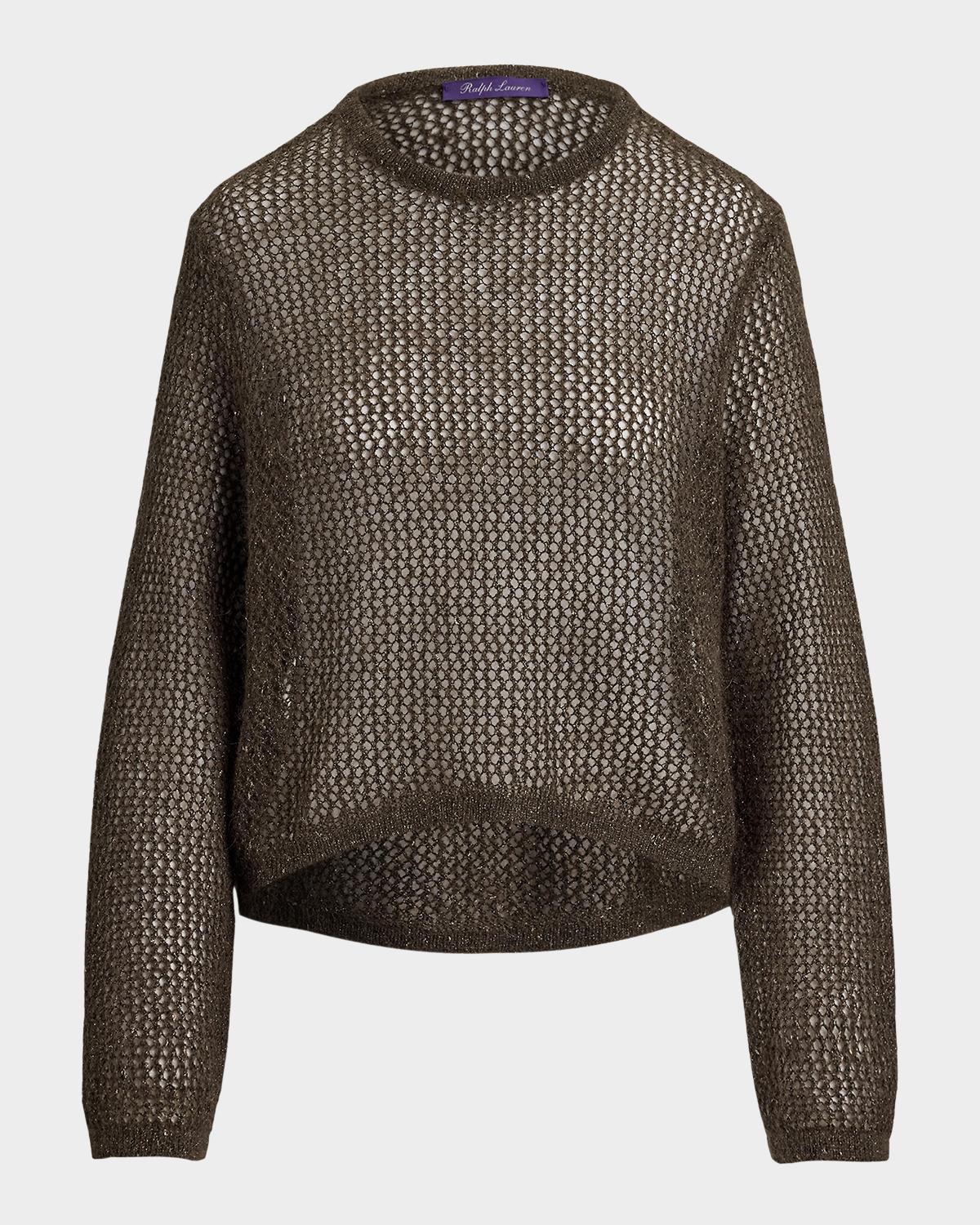 Ralph Lauren Collection Metallic Mesh Boatneck Sweater