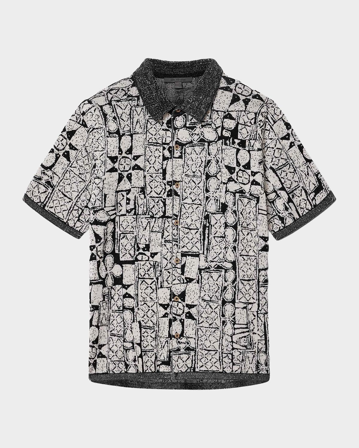 John Varvatos Men's Ferrin Cotton Jacquard Shirt