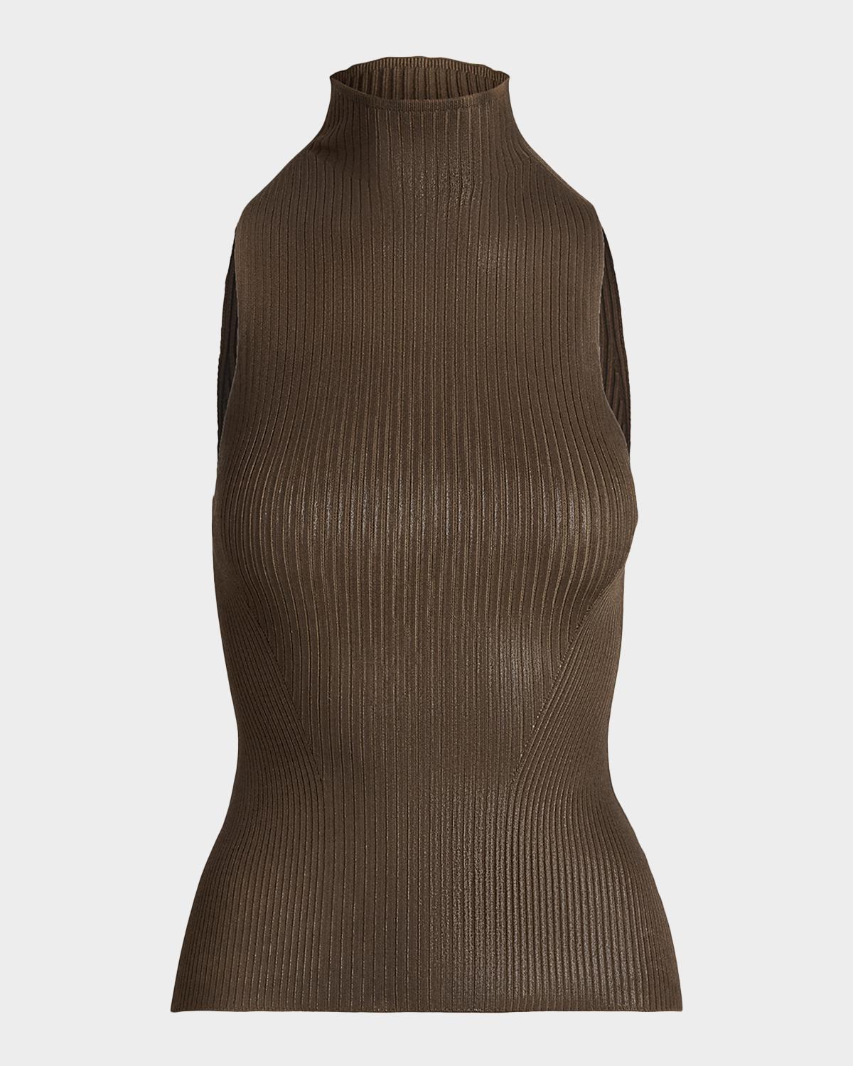 Ralph Lauren Collection Foiled Rib-Knit Mockneck Sweater