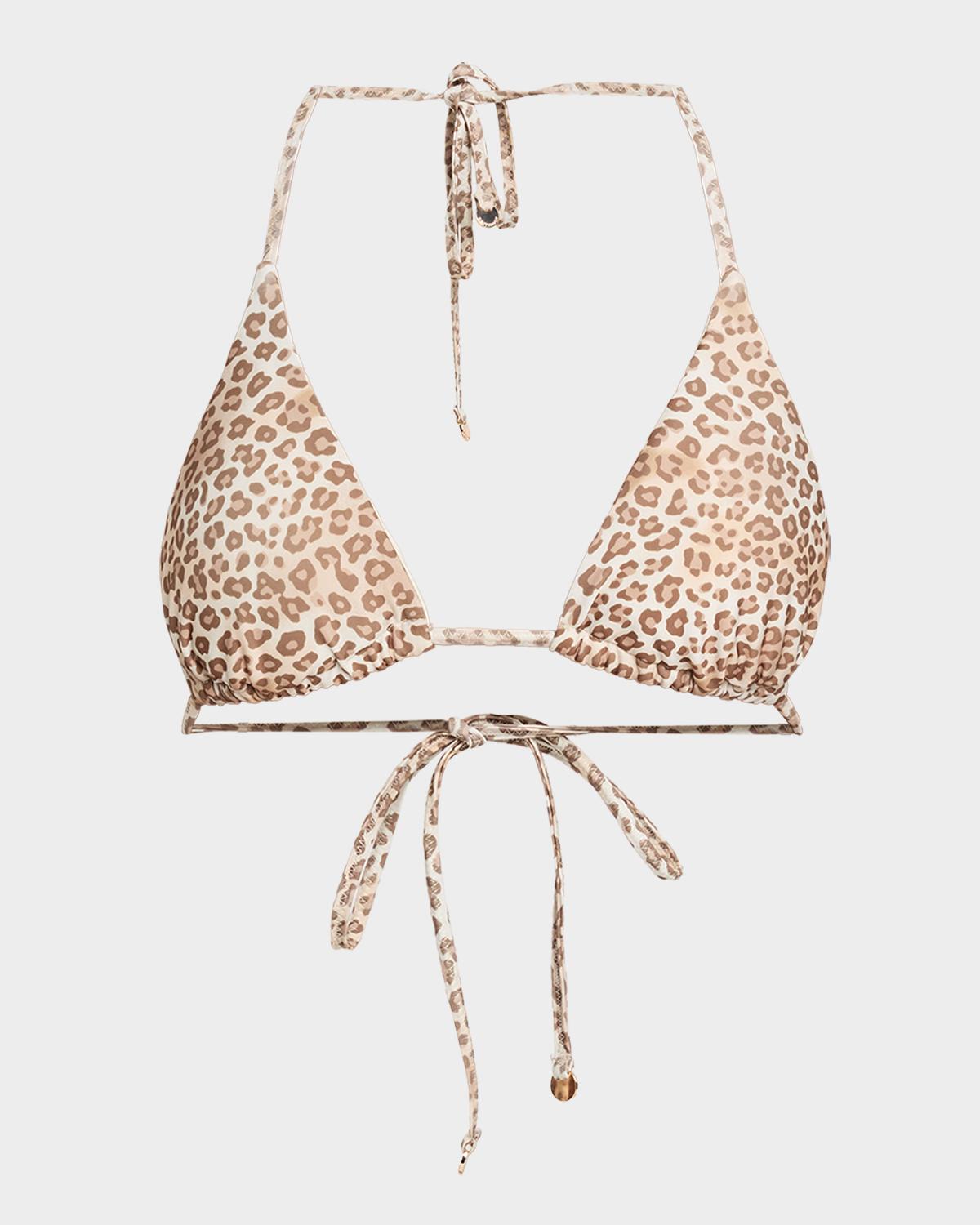 Ramy Brook Nikoleta Leopard Triangle Bikini Top