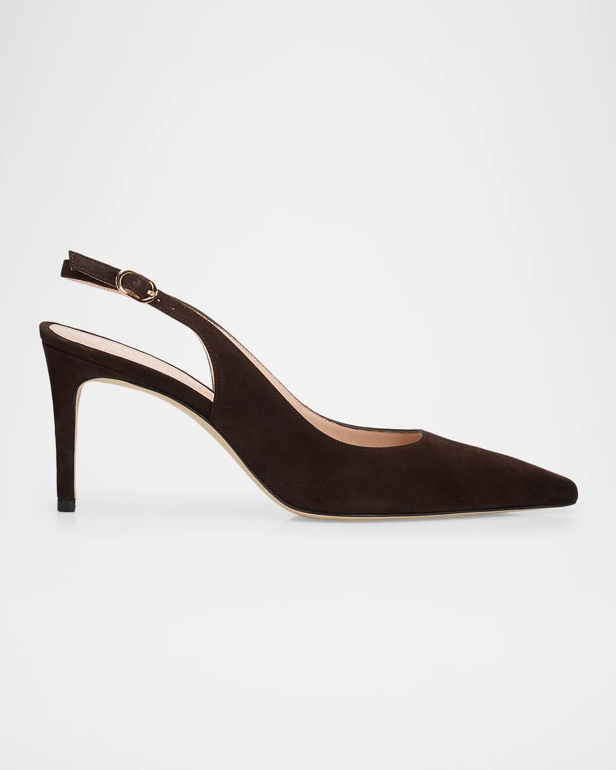 75mm Stuart Power Suede Slingback Pumps
