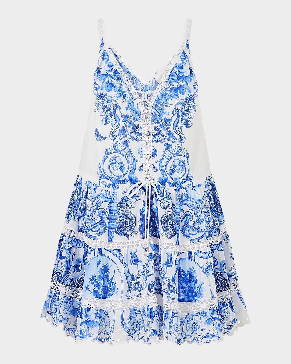 Camilla Ceramic Panoramic Cotton & Silk Mini Dress