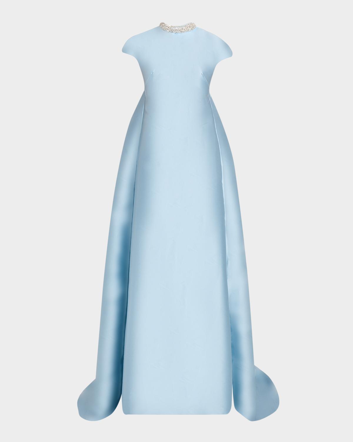 Atelier Prabal Gurung Naomi Crystal Button-Back Gown with Train