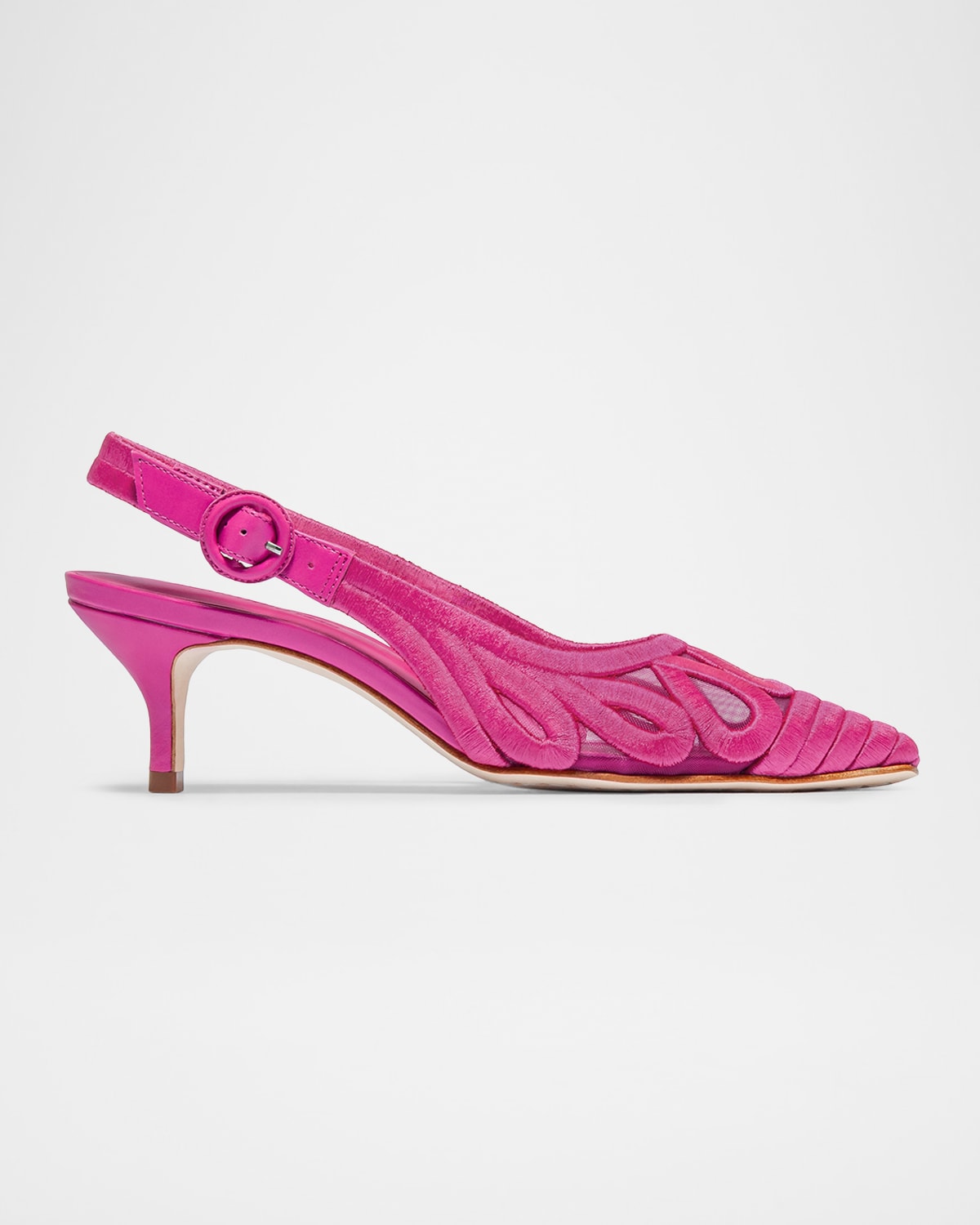 Bernardo Madinah Embroidered Mesh Slingback Pumps In Pink