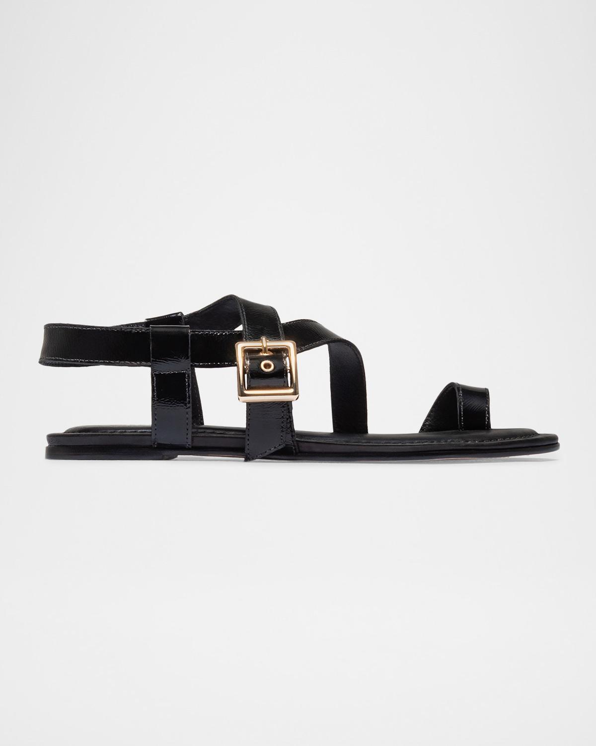 Bernardo Hartshorn Crinkle Leather Toe-Ring Sandals