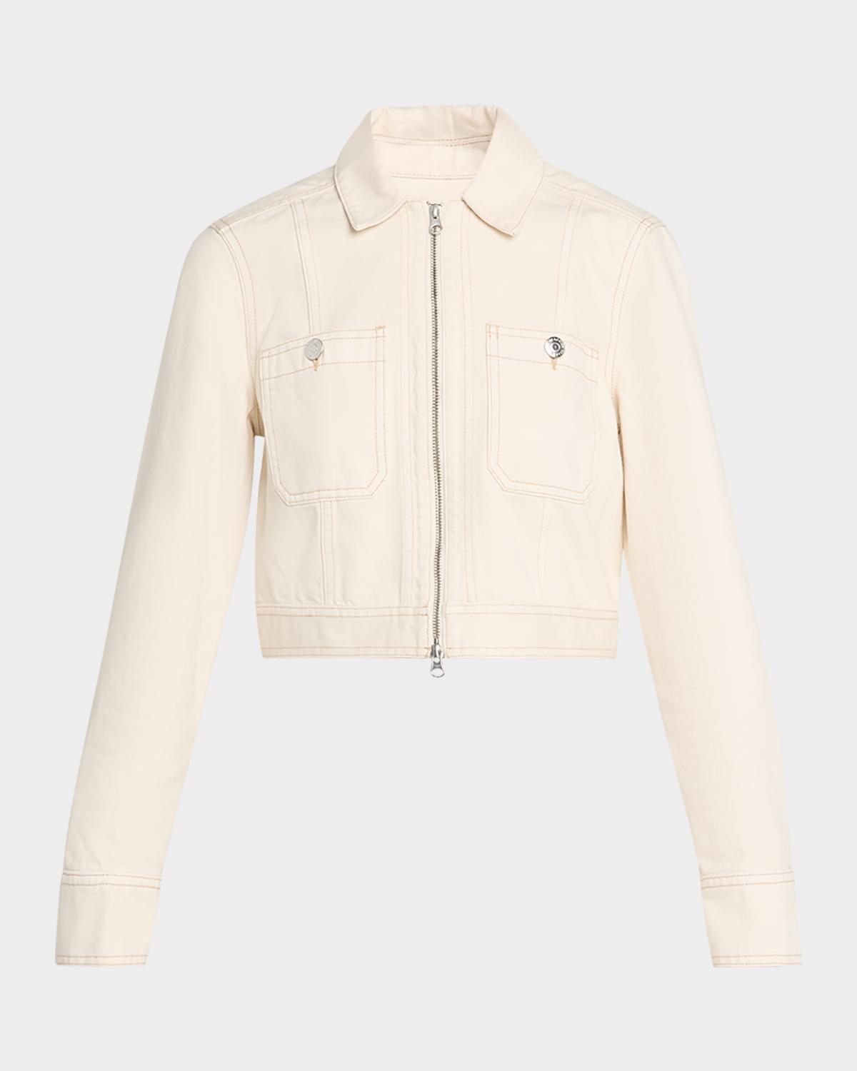 Veronica Beard Patty Cropped Denim Moto Jacket