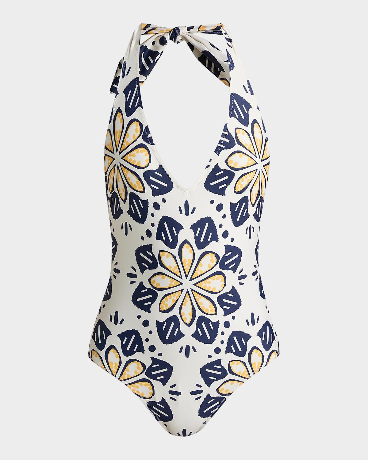lemlem Lidya Geometric Floral One-Piece Swimsuit