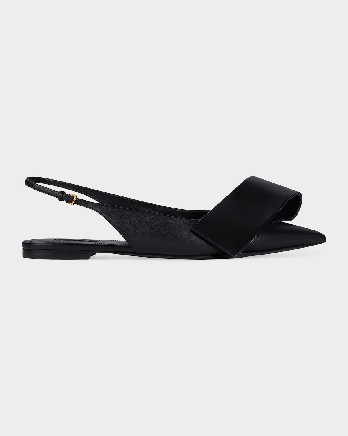 Givenchy Twisted Ribbon Leather Slingback Flats