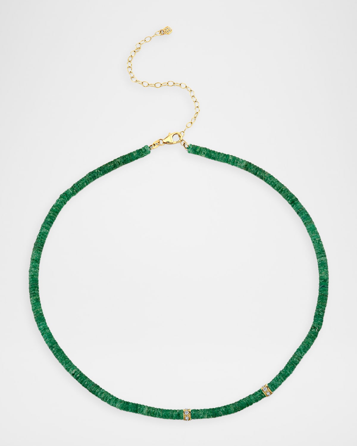 Sydney Evan 14K Diamond Multi Rondelle on Aventurine Necklace