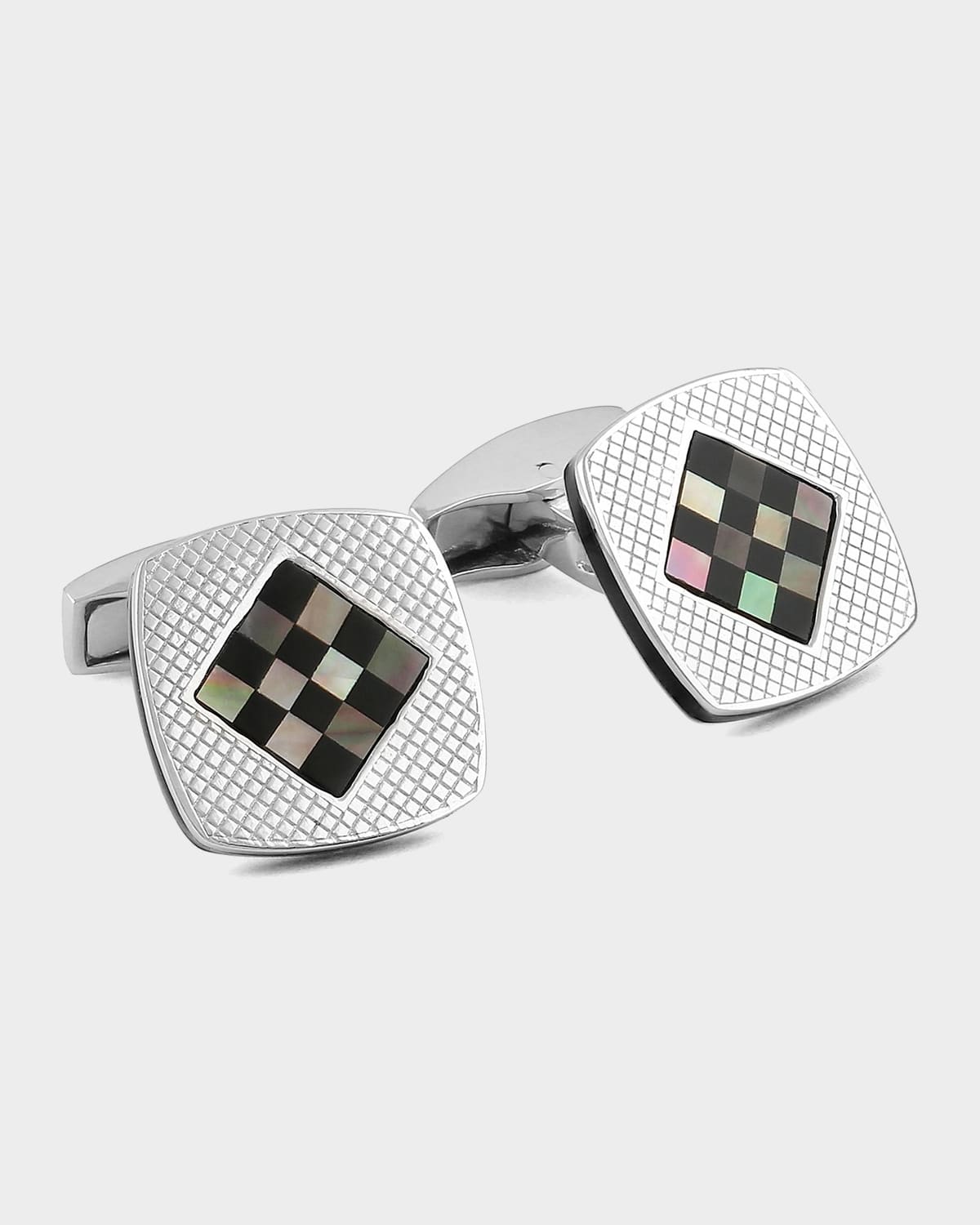 Tateossian Men 's Check Black Onyx and Mother-Of-Pearl Cufflinks - Women's Jewelry And Watches