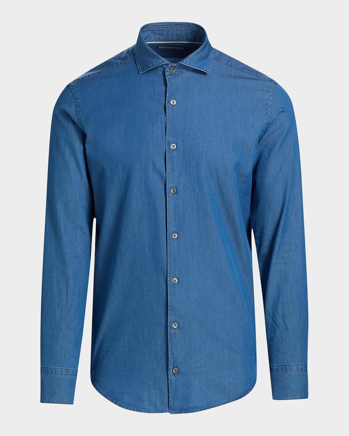 Canali Men's Cotton Chambray Sport Shirt