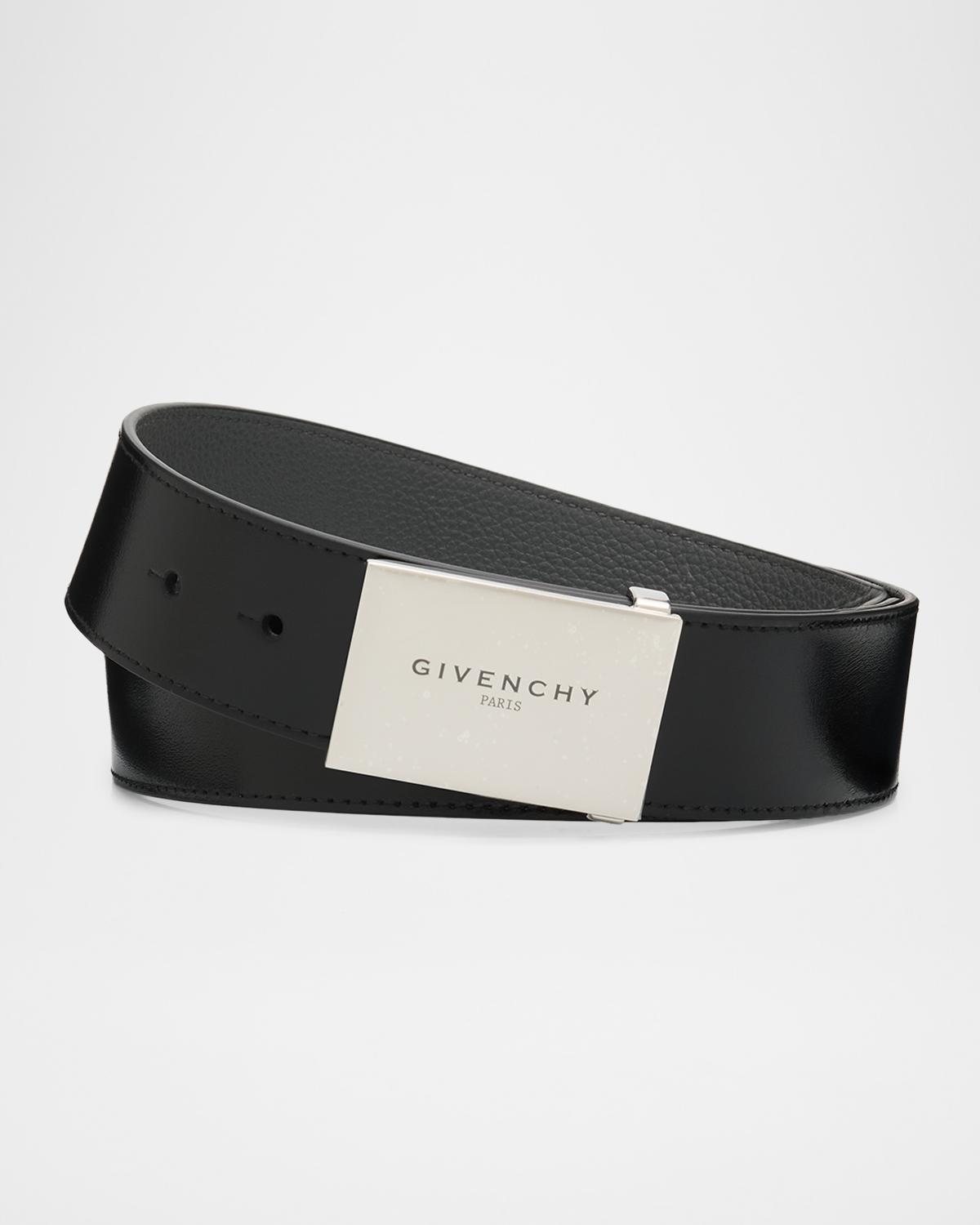 Givenchy Men's Metal Plaque-Buckle Leather Belt