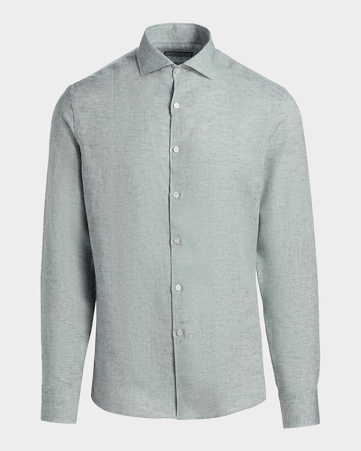 Canali Men's Solid Linen Classic Fit Sport Shirt