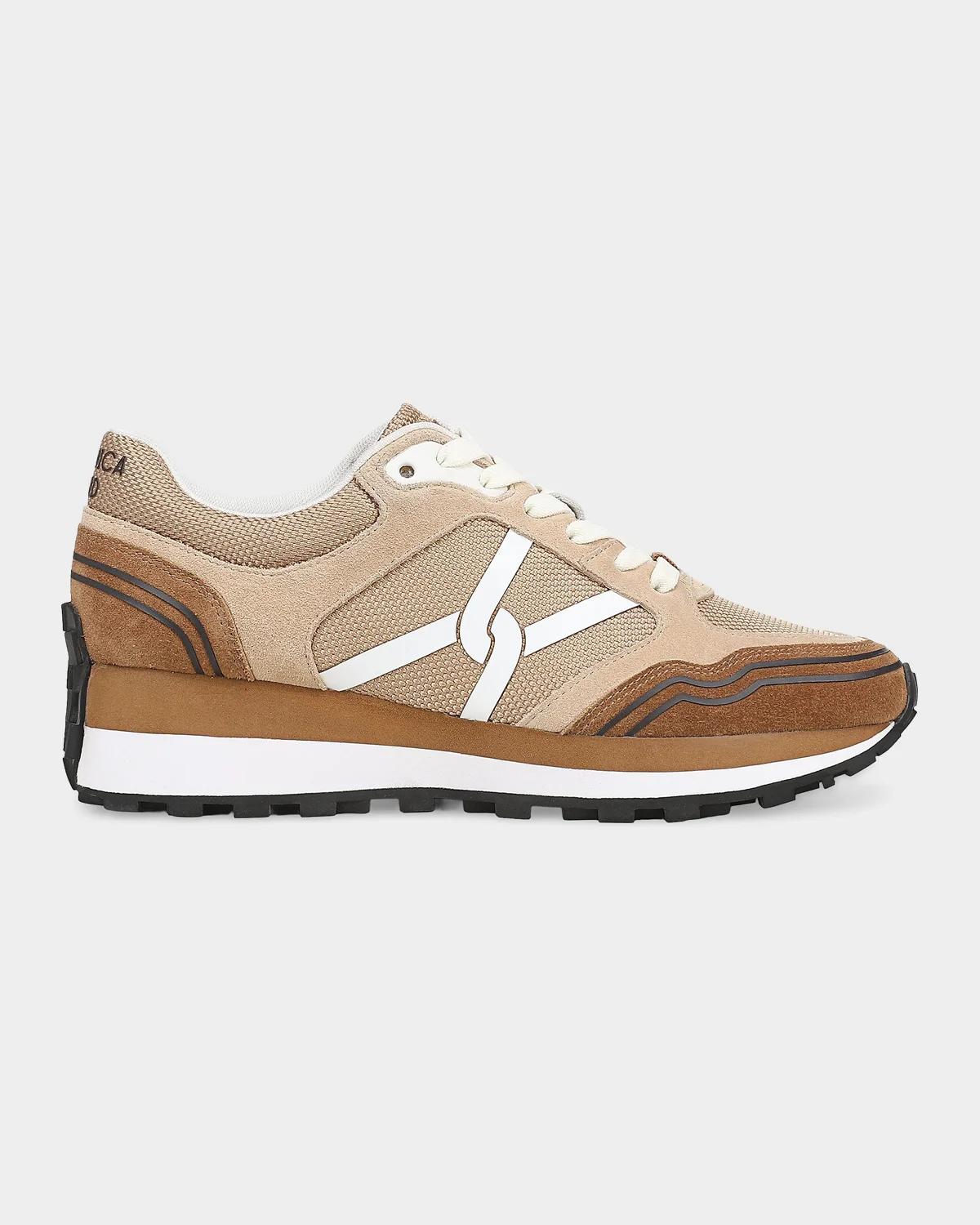 Veronica Beard Valentina Sport Mixed Leather Retro Sneakers In Chestnut/e