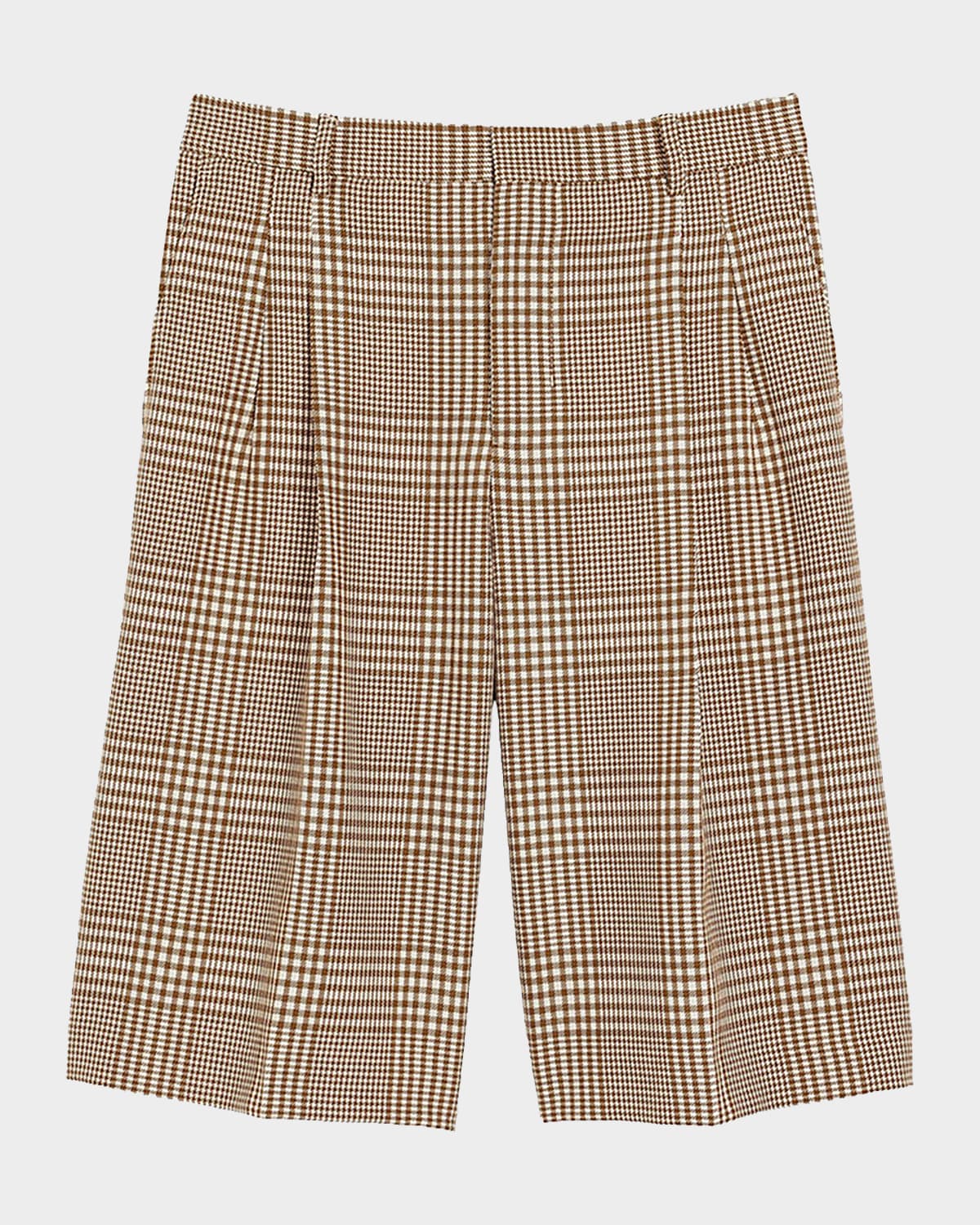 Ami Paris Men 's Plaid Pleated Wool Shorts | Thumbnail 4