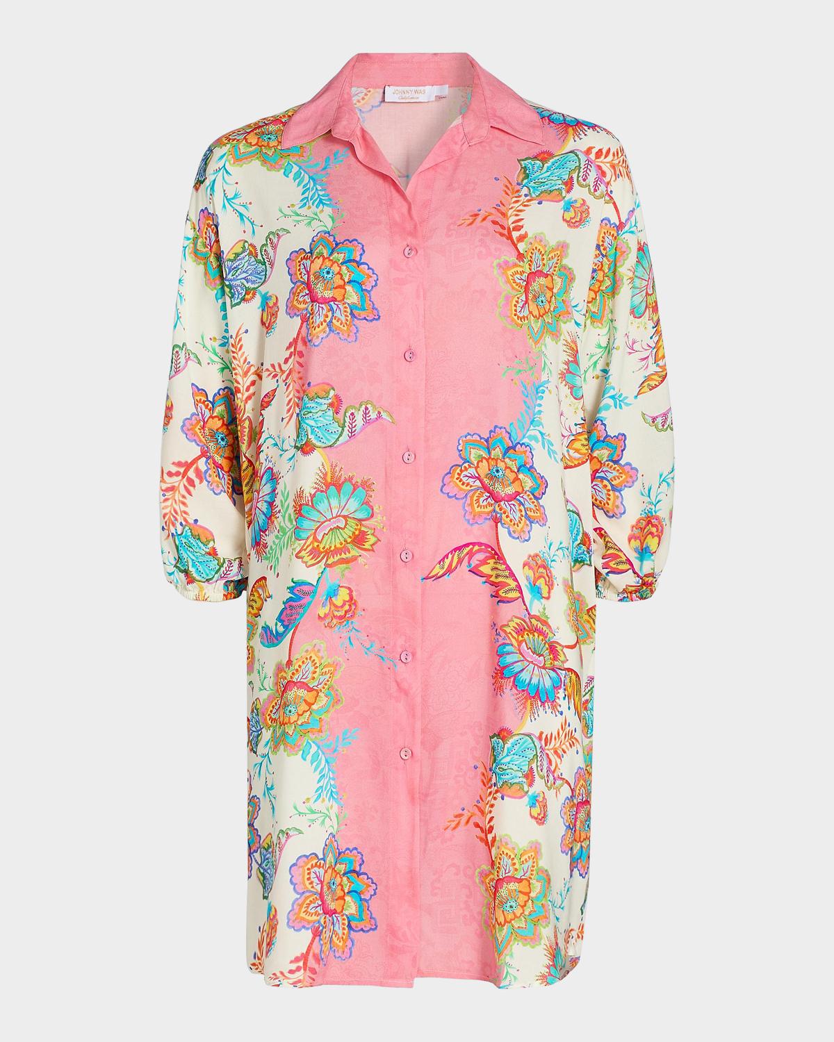 Johnny Was Roisin Floral Mini Shirtdress