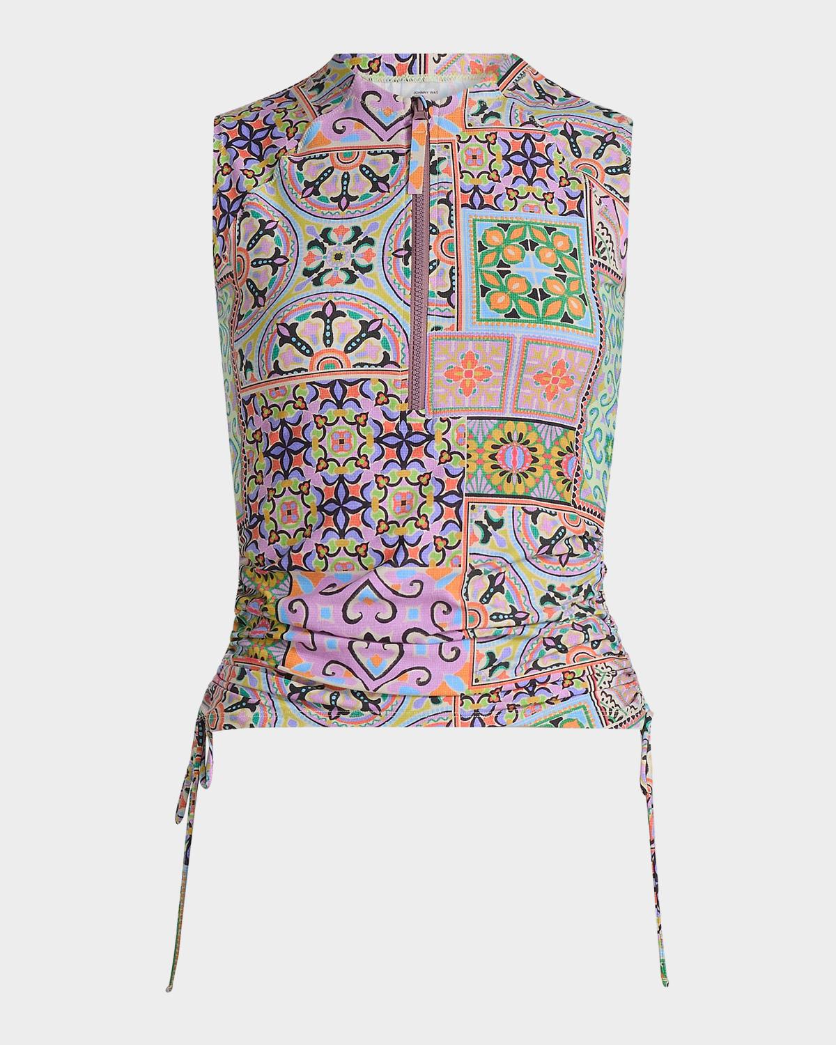 Johnny Was Lanthe Printed Drawstring Surf Shirt