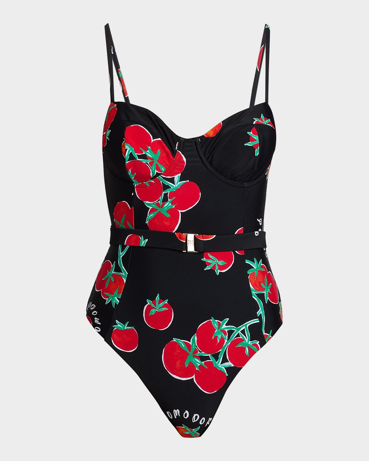 Milly Pomodoro Belted One-Piece Swimsuit