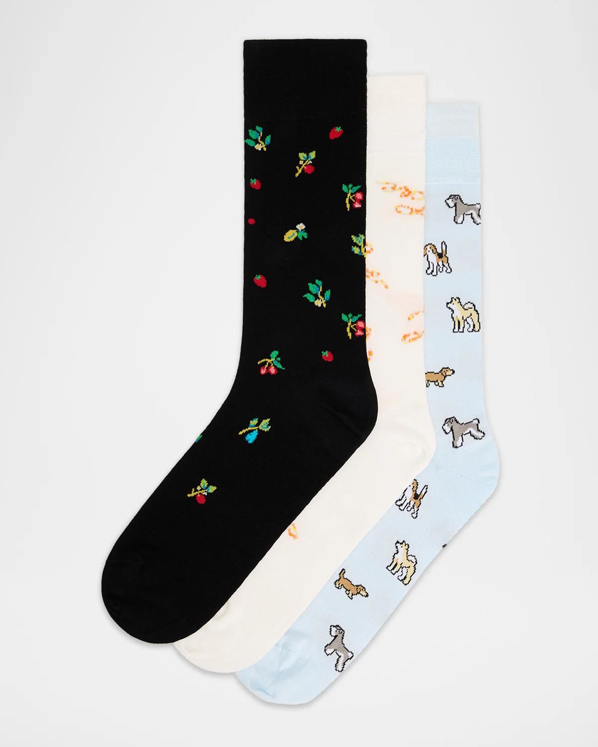 Paul Smith 3-Pack Printed Cotton-Blend Crew Socks