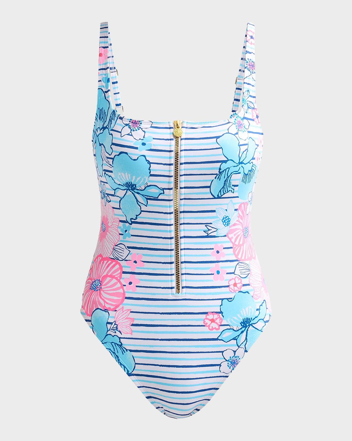 Lilly Pulitzer Emil Printed Zip-Up One-Piece Swimsuit