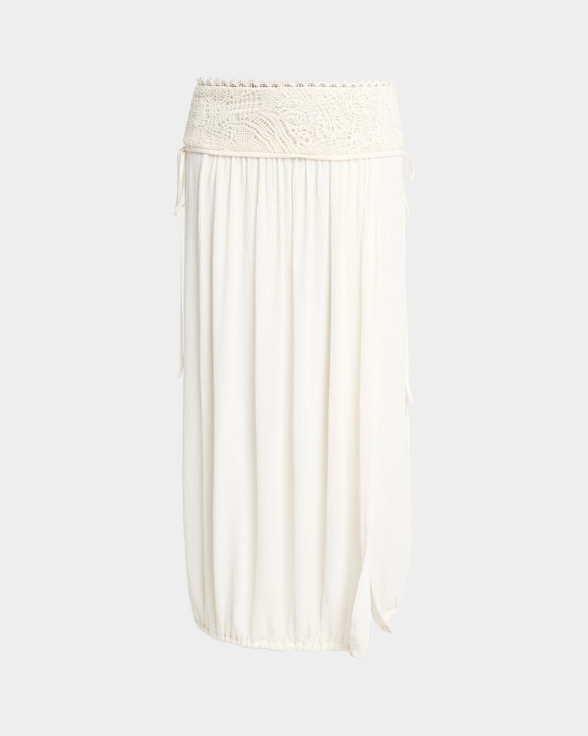 Isabel Marant Nilma Guipure Lace Crinkle Silk Midi Balloon Skirt