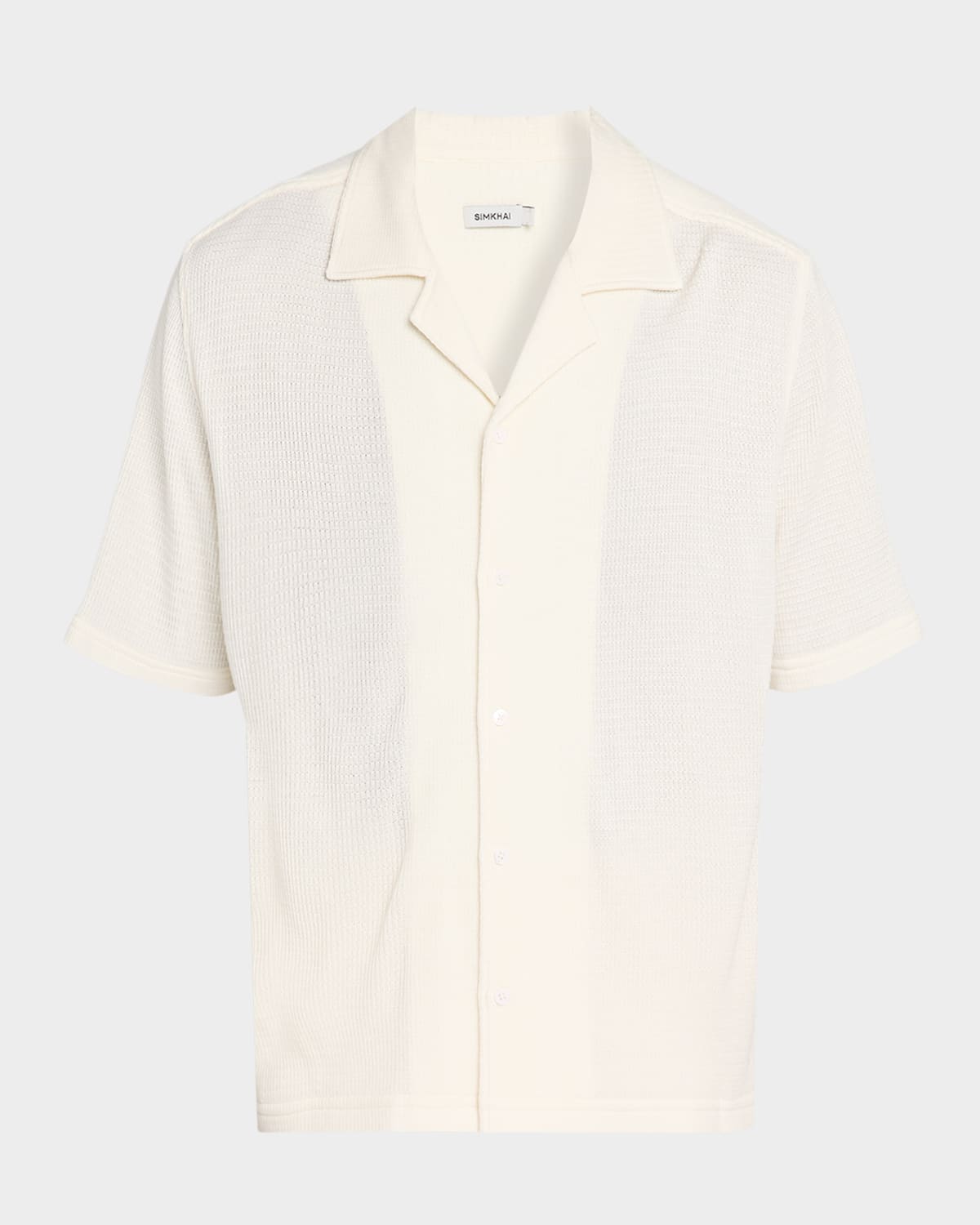 Simkhai Men & Apos;s Troy Open-stitch Camp Shirt In Neutral