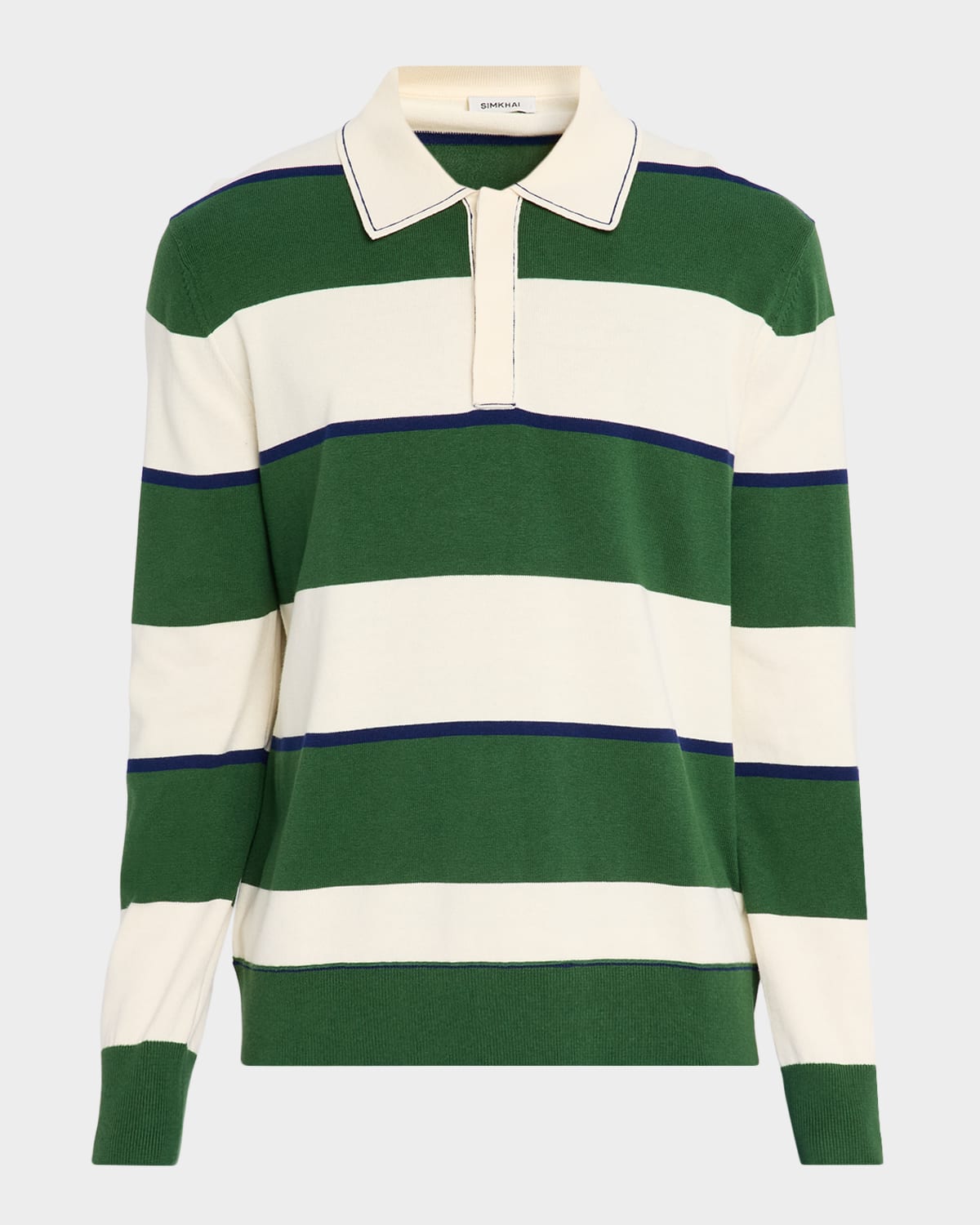 Simkhai Men & Apos;s Louis Cotton-cashmere Rugby Shirt In Green