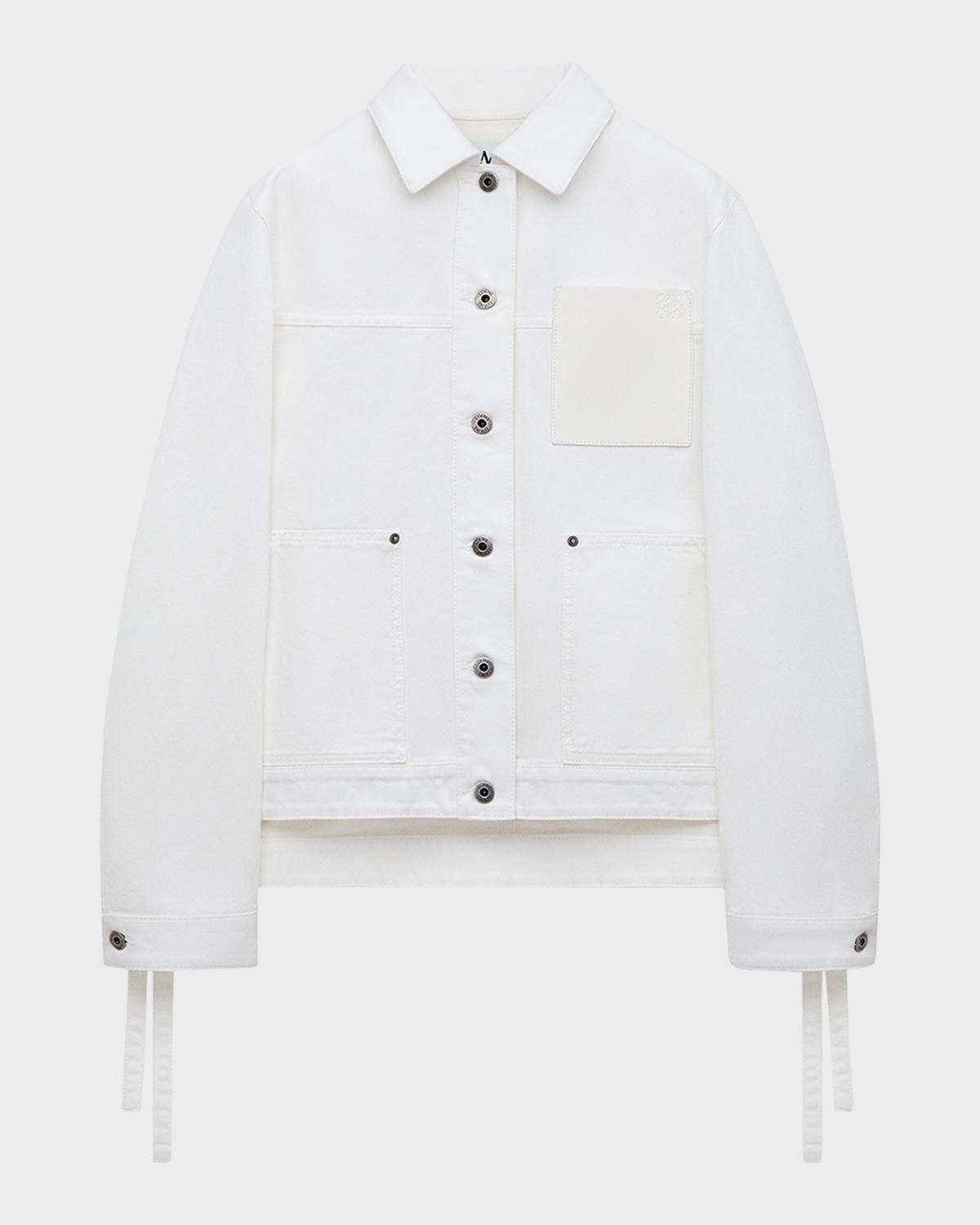 LOEWE x Paula's Ibiza Leather-Pocket Denim Workwear Jacket