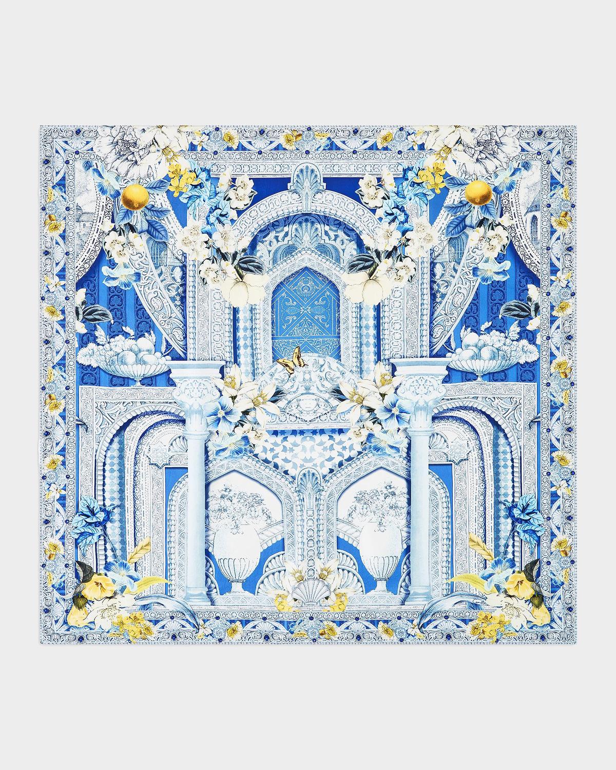 Camilla De Nada Granada Embellished Silk Twill Scarf